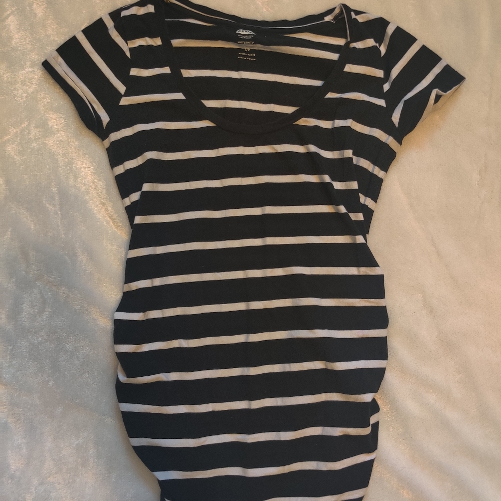 Black and white stripe maternity top
